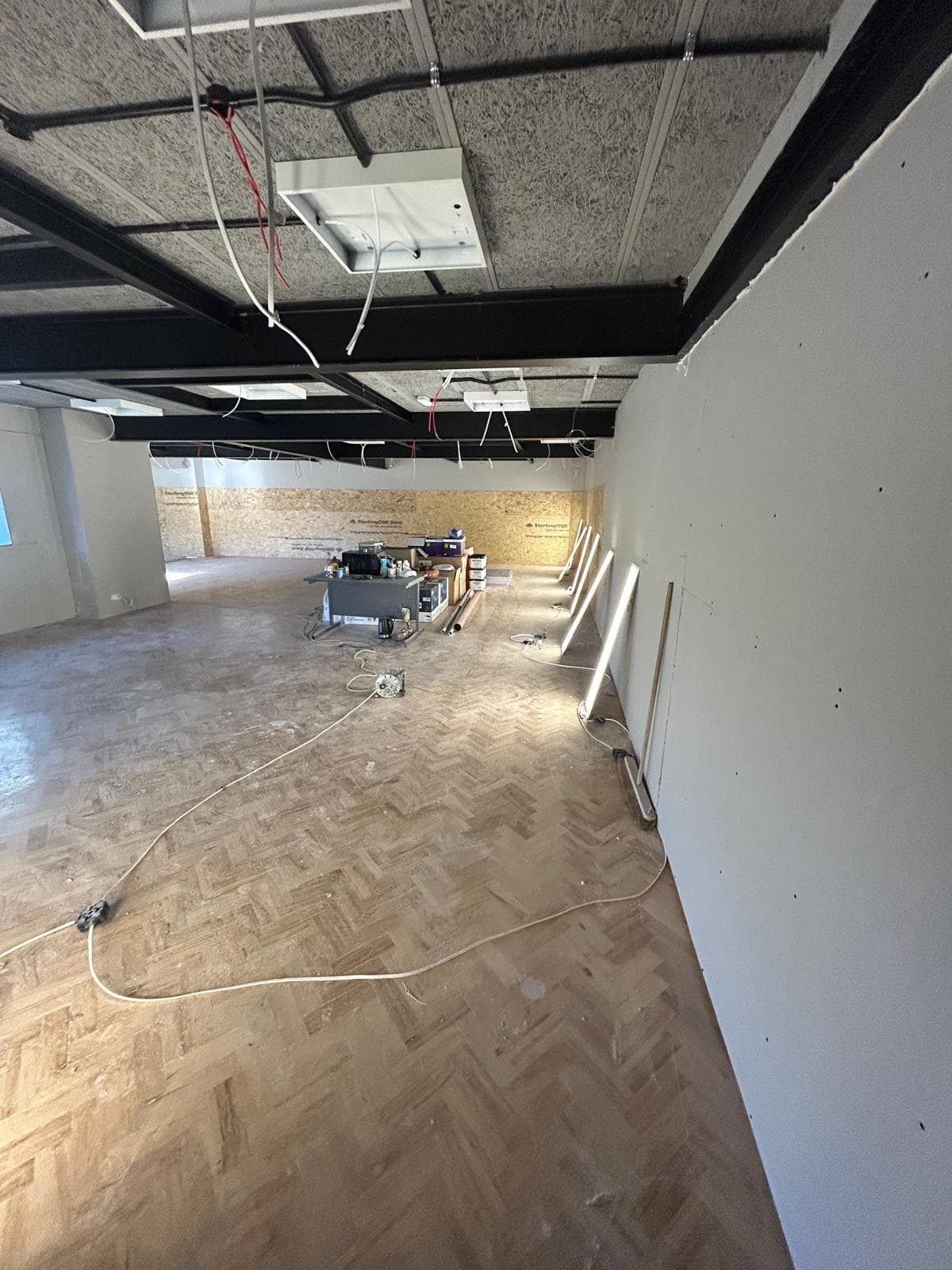 Commercial dry lining installation in a large open space